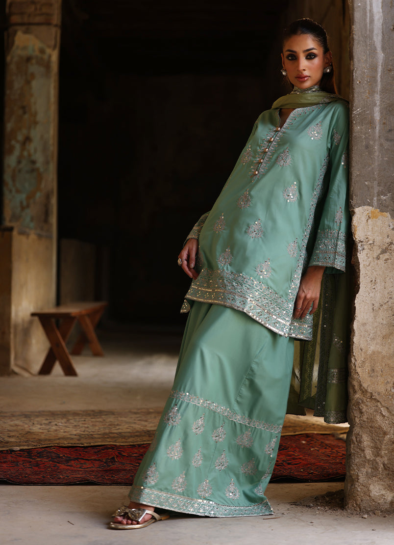 3 PC Amber Gharara Set