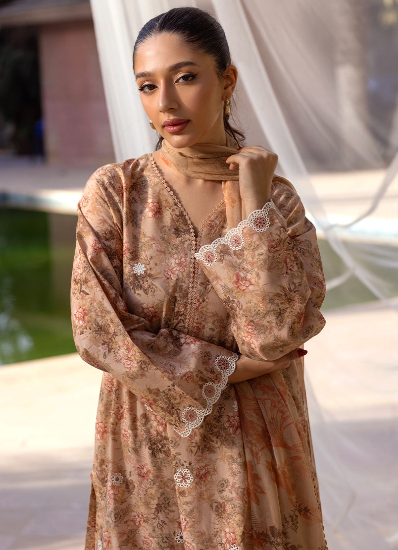 3 PC Embroidered Printed Suit