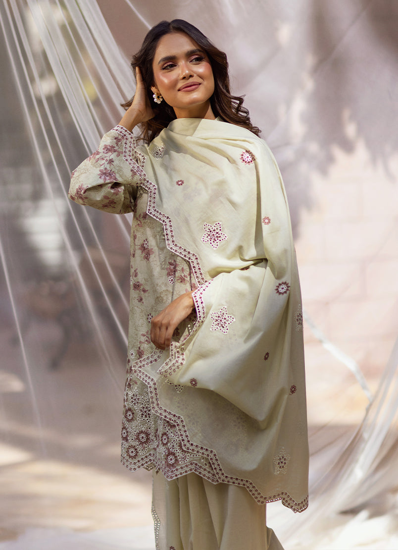 3 PC Embroidered Printed Suit