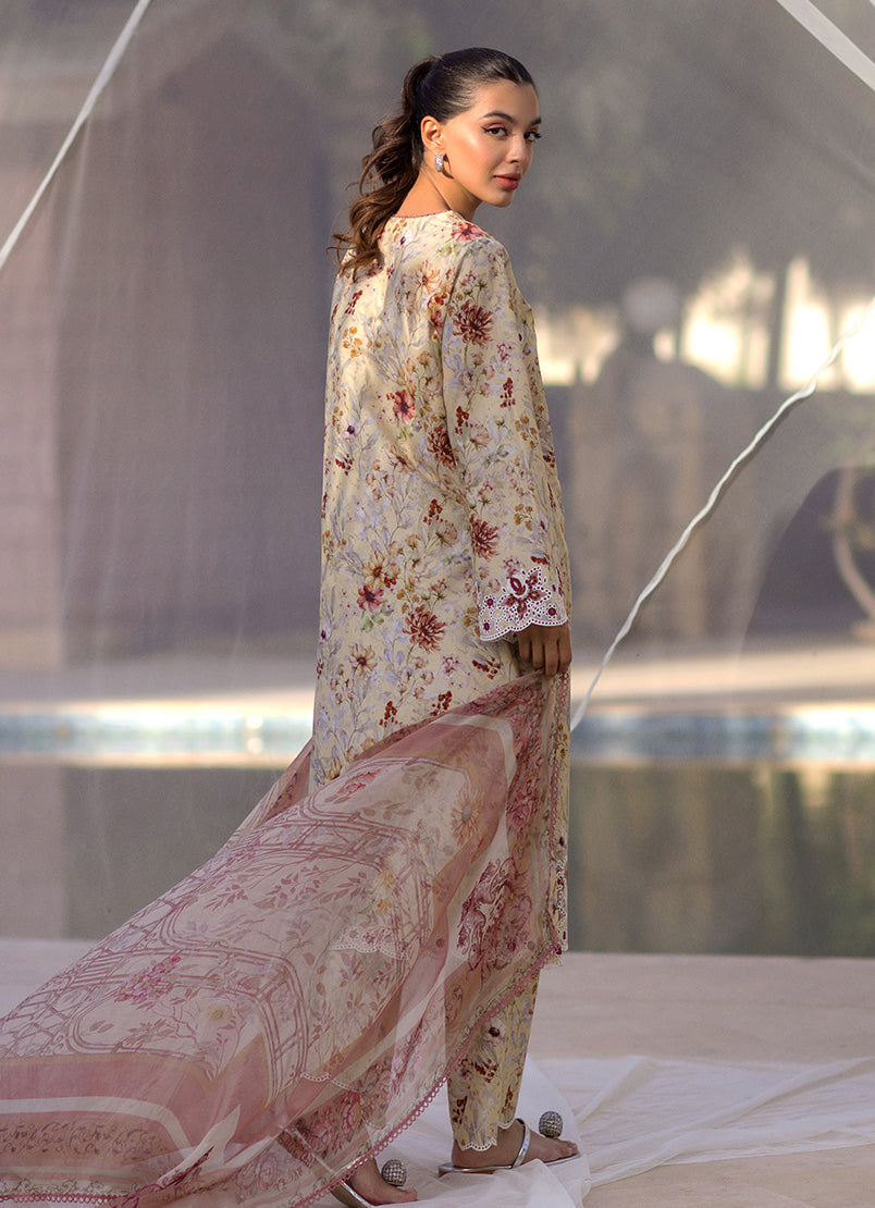 3 PC Embroidered Printed Suit