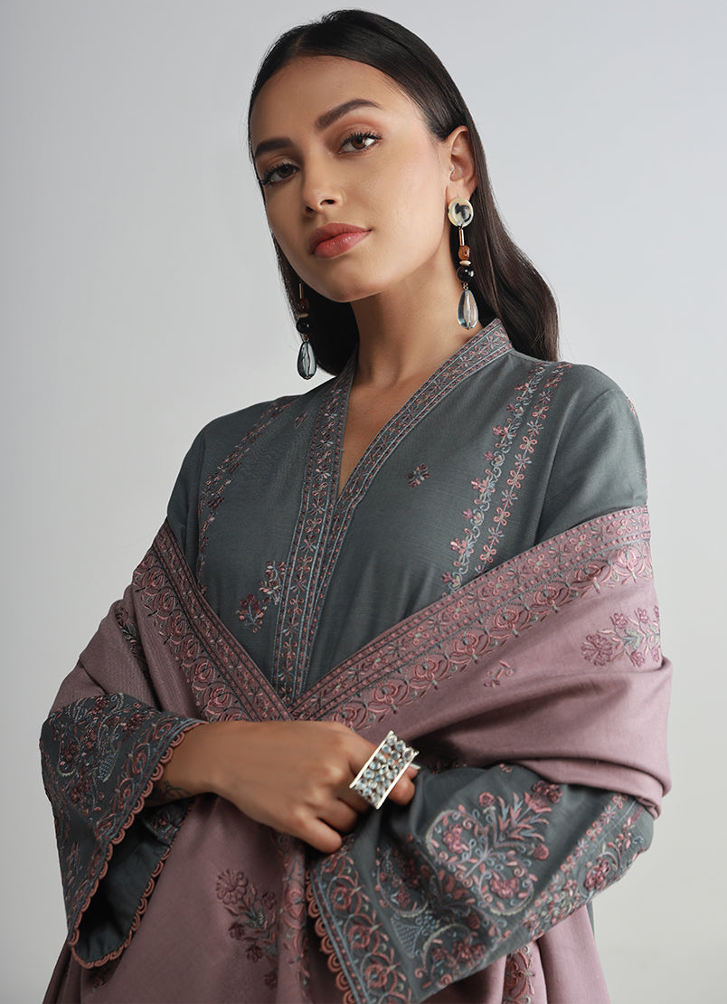 3 PC Khaddar Embroidered Suit