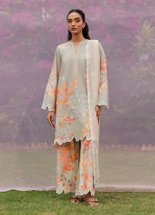 Printed Embroidered 3 PC Suit