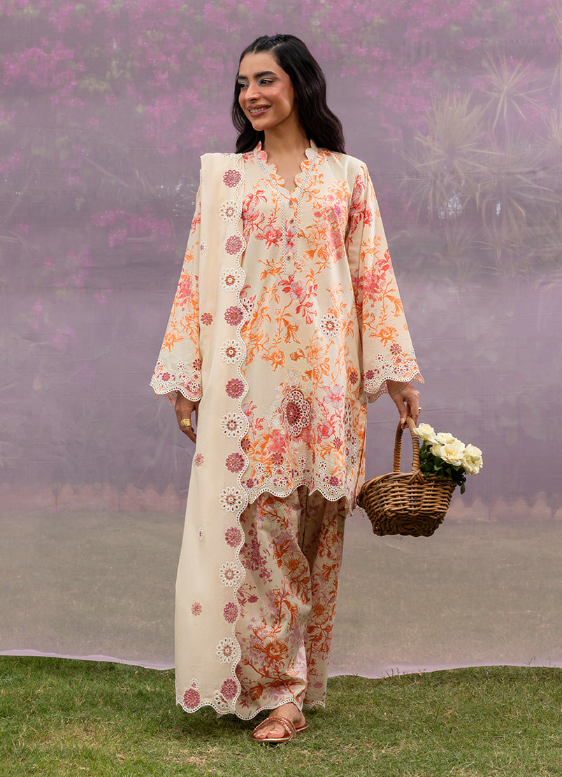 Printed Embroidered 3 PC Suit
