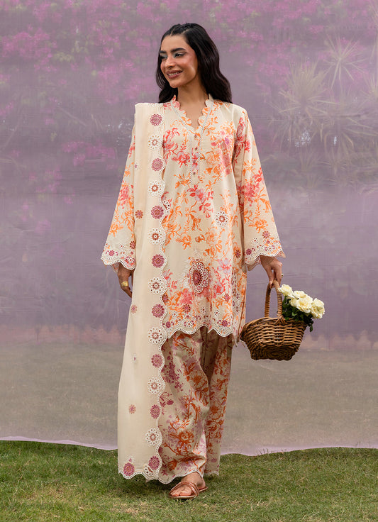 Printed Embroidered 3 PC Suit