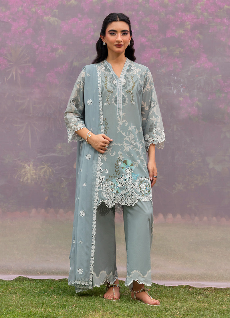 Printed Embroidered 3 PC Suit