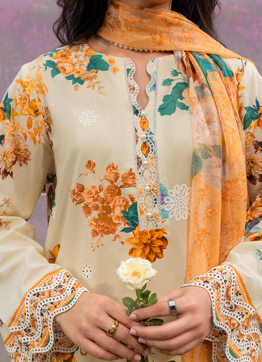 Printed Embroidered 3 PC Suit