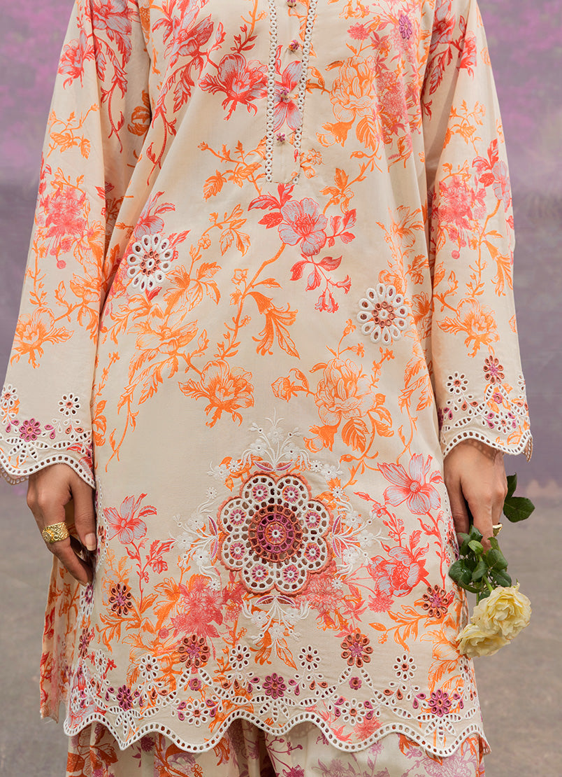 Printed Embroidered 3 PC Suit