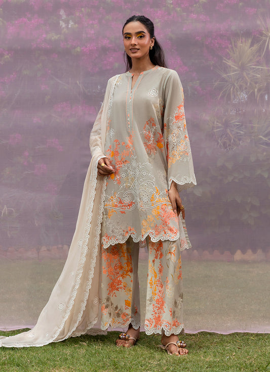 Printed Embroidered 3 PC Suit
