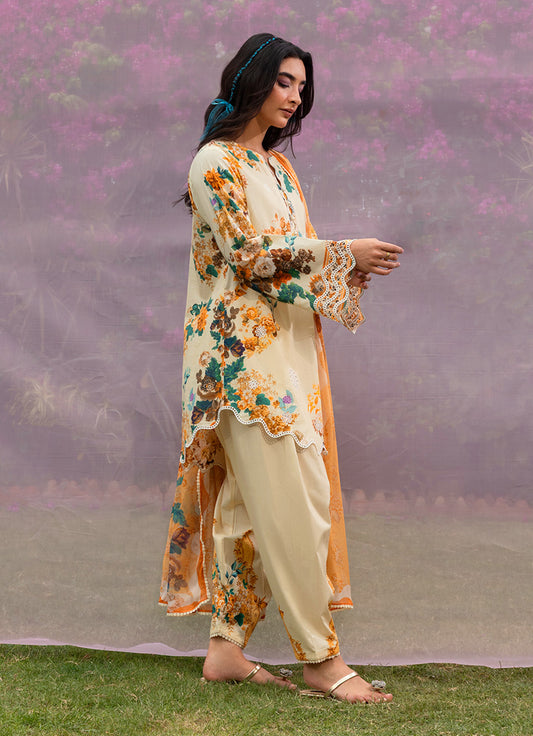Printed Embroidered 3 PC Suit