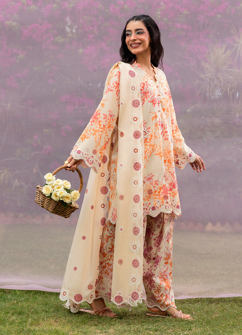 Printed Embroidered 3 PC Suit
