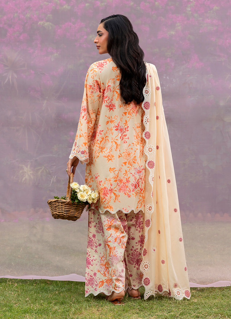 Printed Embroidered 3 PC Suit