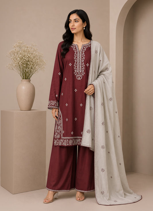 Embroidered 3 PC Suit