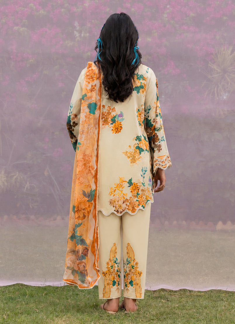 Printed Embroidered 3 PC Suit