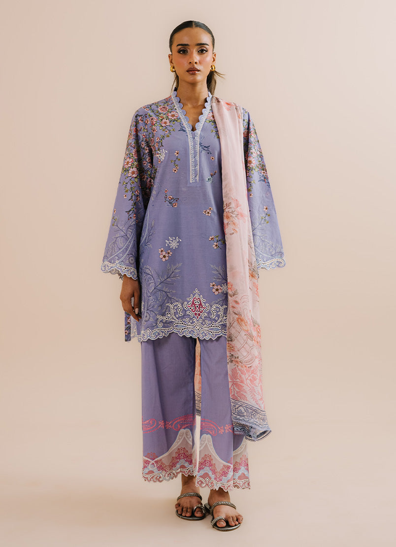 Printed Embroidered 3 PC Suit