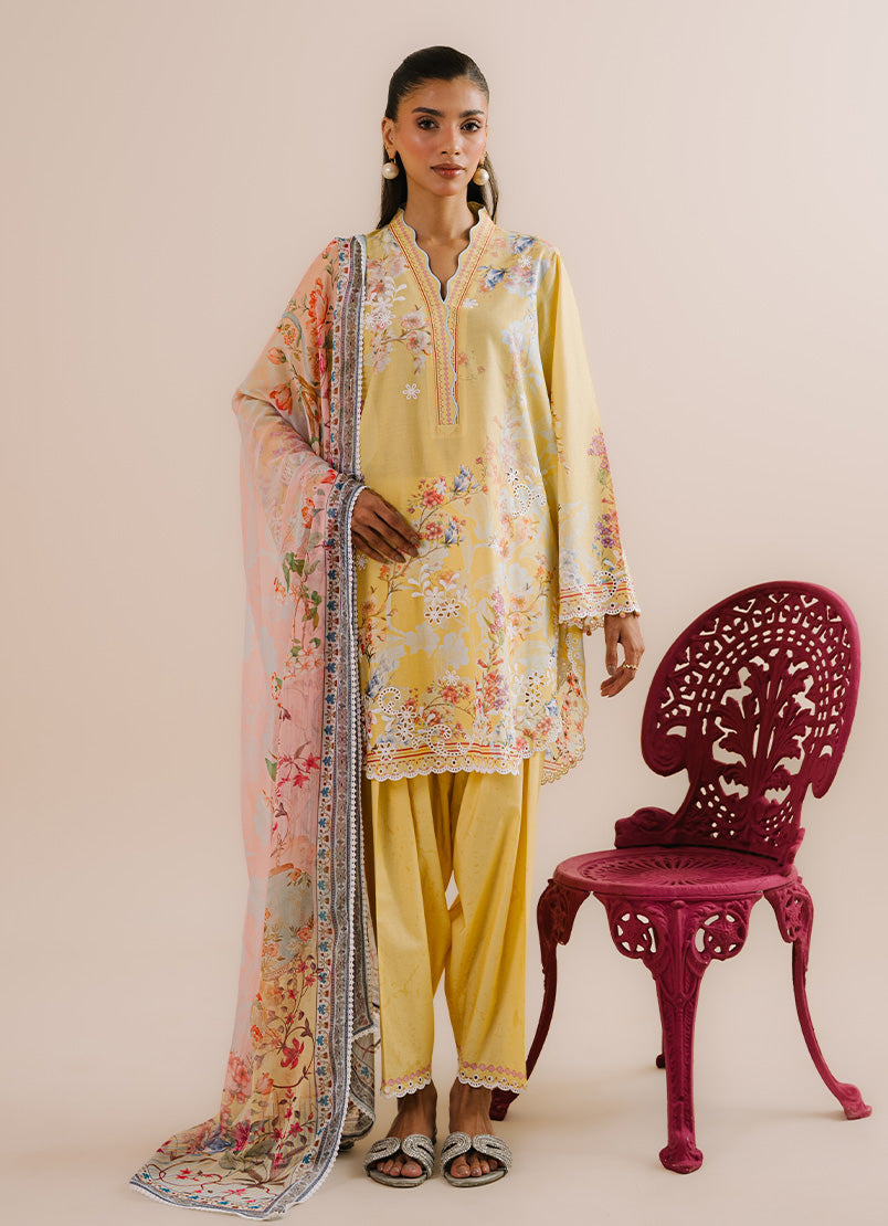 Printed Embroidered 3 PC Suit