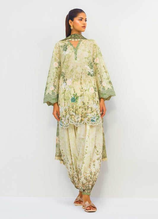 Printed Embroidered 3 PC Suit