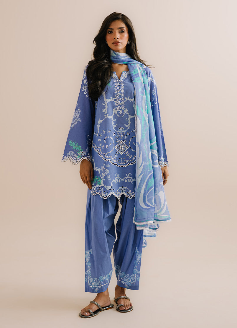 Printed Embroidered 3 PC Suit