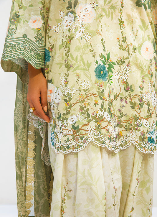 Printed Embroidered 3 PC Suit