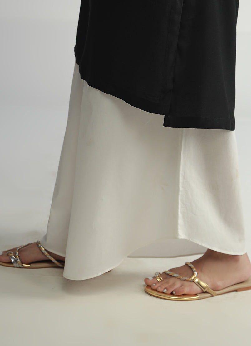 Cotton Asymmetric Hem Wide Pant