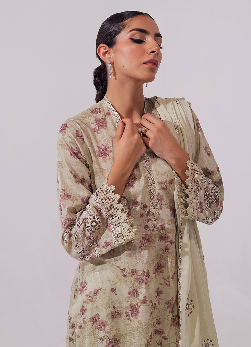 3 PC Embroidered Printed Suit