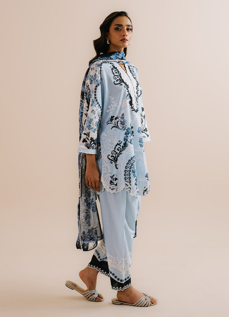 Printed Embroidered 3 PC Suit