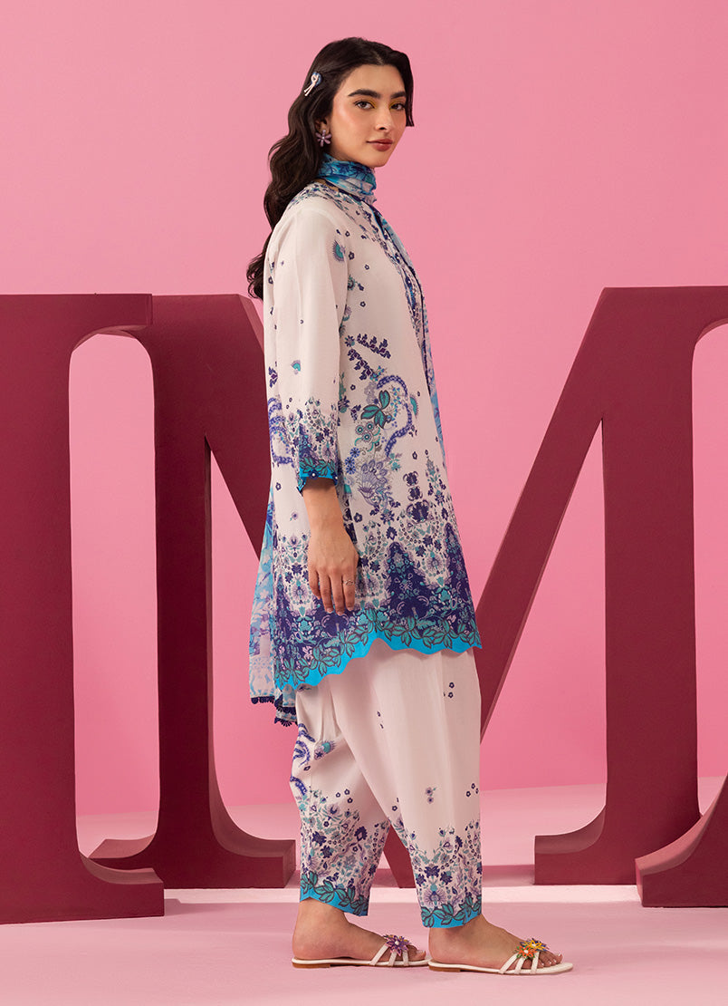 Printed Solid 3 PC Suit