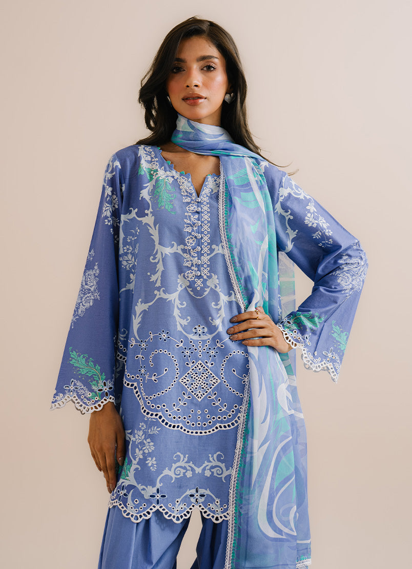 Printed Embroidered 3 PC Suit