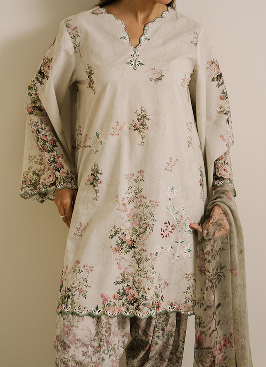 3 PC Printed Embroidered Suit