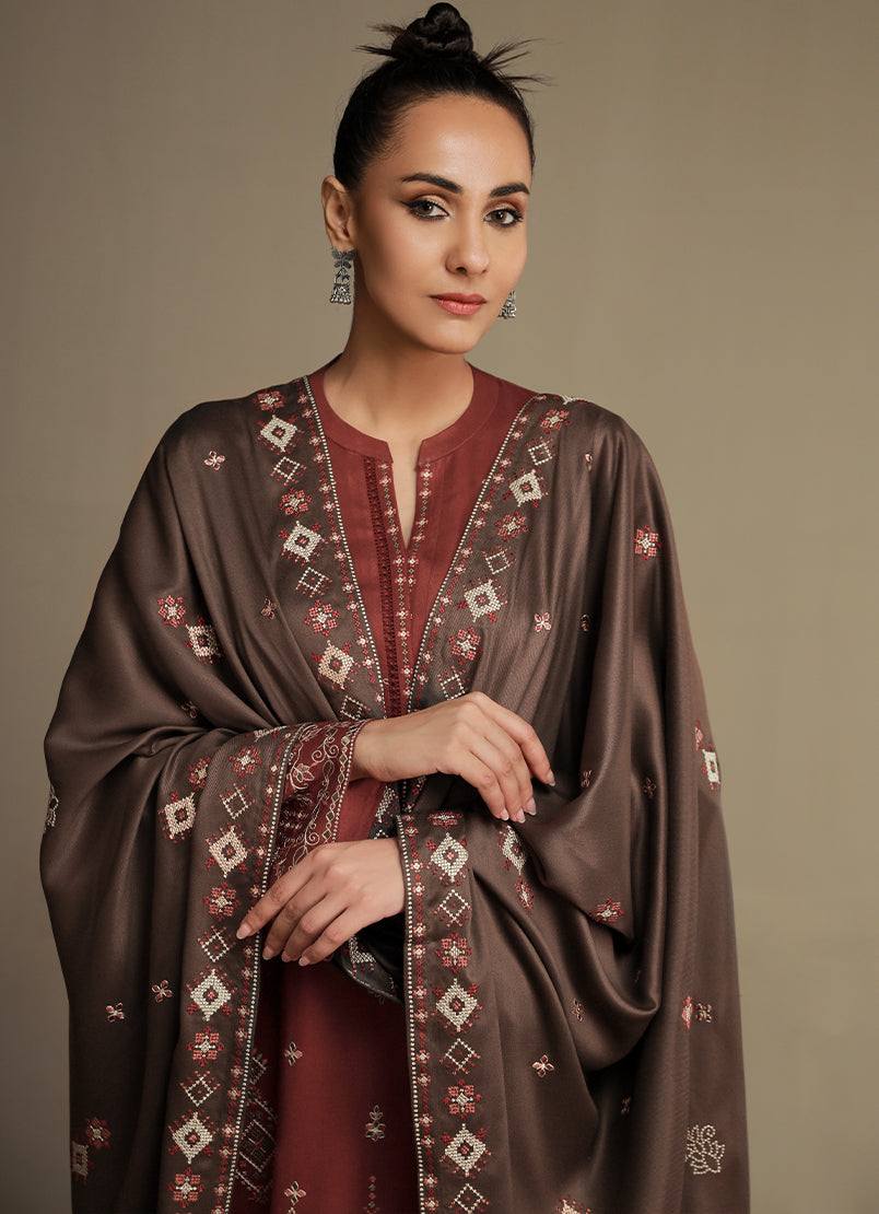 3 PC Viscose Embroidered Suit