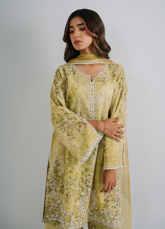 3 PC Embroidered Printed Suit