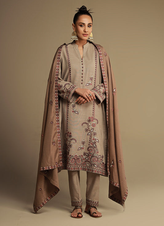 3 PC khaddar Embroidered Suit