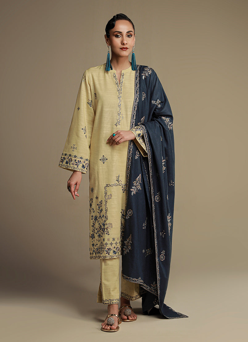 3 PC khaddar Embroidered Suit