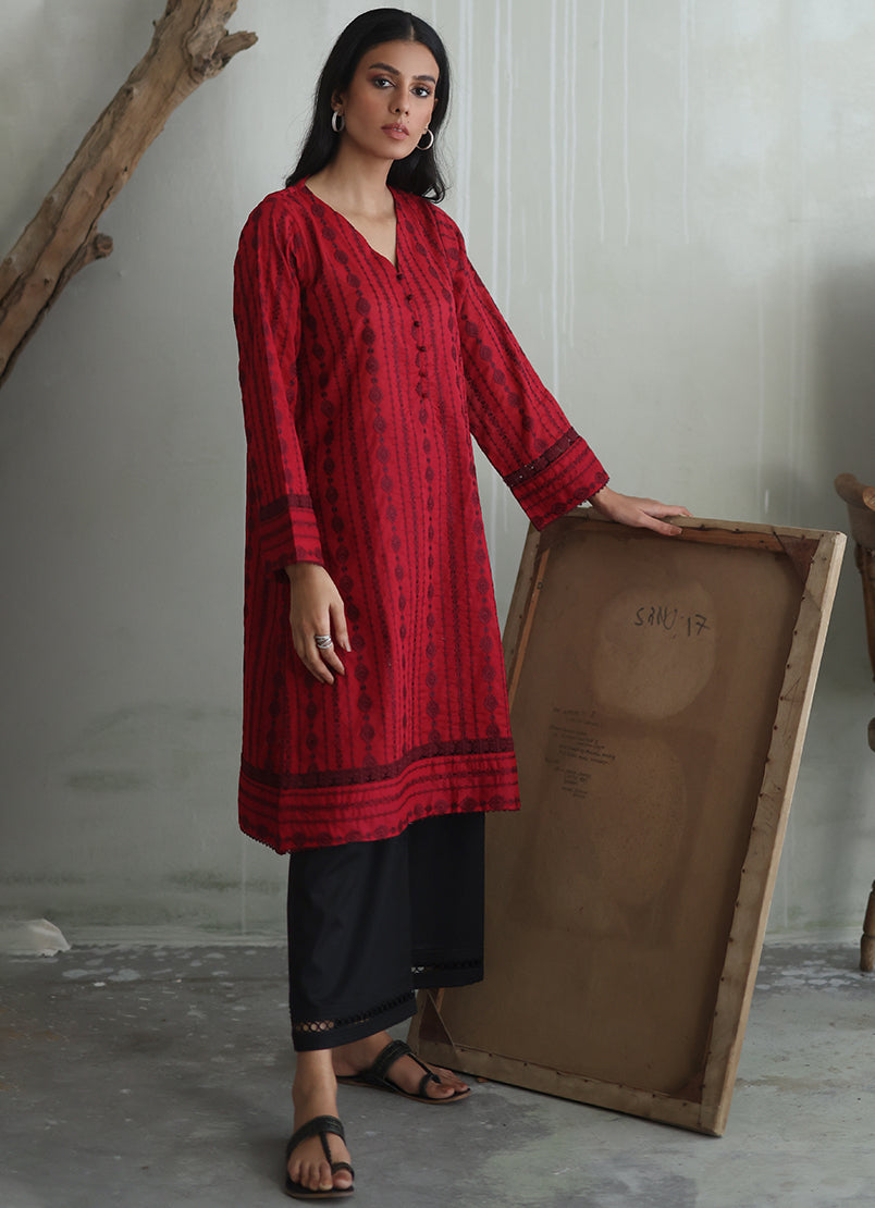 deep-red-chikan-kurta