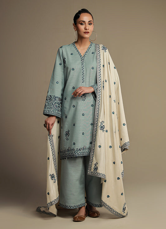 3 PC khaddar Embroidered Suit