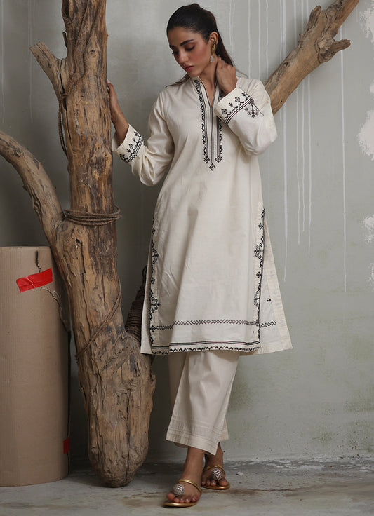 Ivory Embroidered Kurta