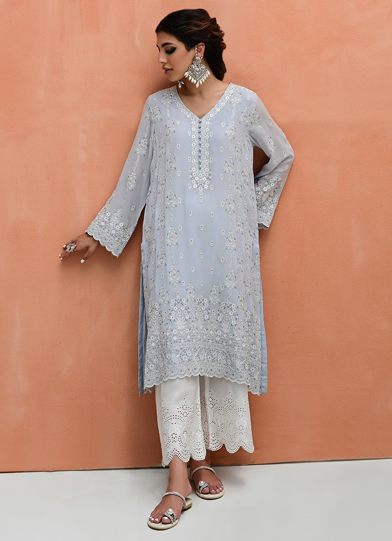 Chinese Chiffon Embroidered Shirt