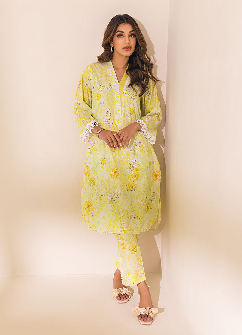 Yellow Floral Printed CO-ORD Set